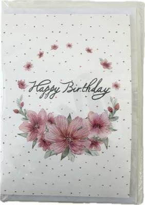 Kartka Happy Birthday kwiaty Inna marka