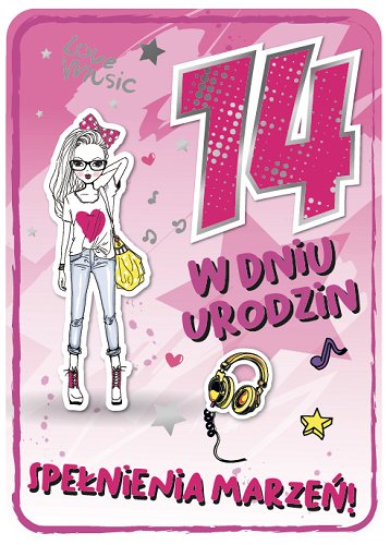 Kartka na 14 urodziny dla dziewczyny GM752 Armin Style
