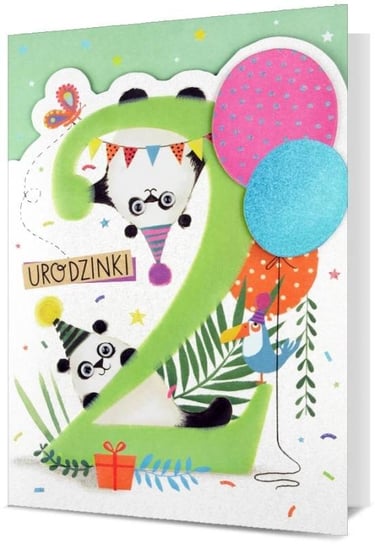 Kartka na 2 urodzinki pięknie zdobiona H2870 PAN DRAGON - KARTKI