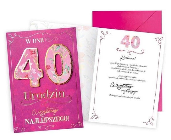 Kartka Na 40 Urodziny Dla Kobiety Dkp21 Kukartka