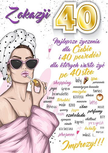 Kartka na 40 urodziny dla Kobiety Party24 Stamp