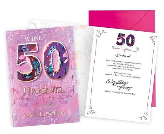 Kartka Na 50 Urodziny Dla Kobiety Dkp23 Kukartka