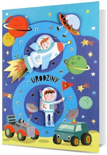 Kartka na 8 urodziny dla Chłopca Kosmonauty H2856 Pan Dragon