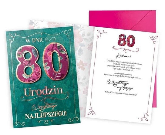 Kartka Na 80 Urodziny Dla Kobiety Dkp29 Kukartka