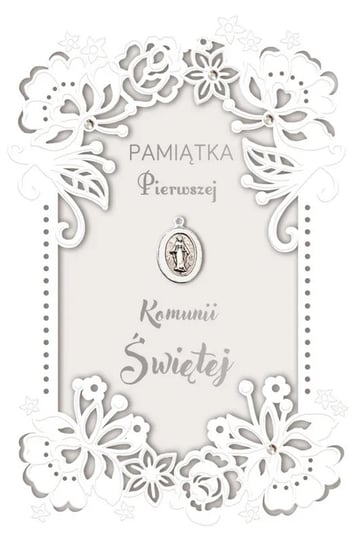 Kartka na Komunię z medalikiem, ażurowa KPAS160 Armin Style