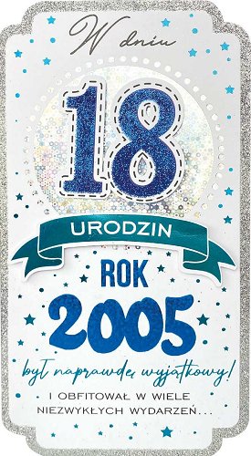 Kartka na osiemnastkę dla urodzonych w 2005 r PM280 Kukartka