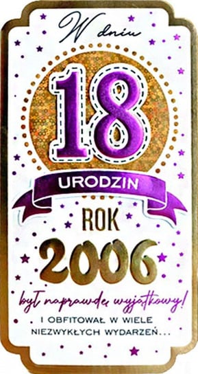 Kartka na osiemnastkę dla urodzonych w 2006 roku PM346 Kukartka