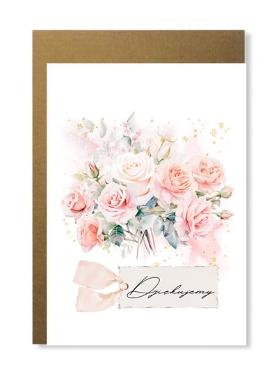 Kartka na podziękowanie dziękujemy z kwiatami elegancka minimalistyczna Manufaktura dobrego papieru