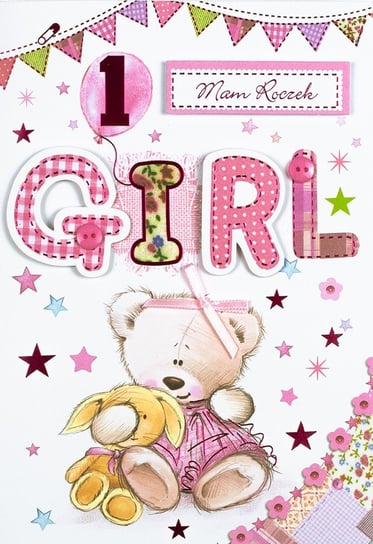 Kartka na Roczek dla Dziewczynki, pięknie zdobiona M269 Maja