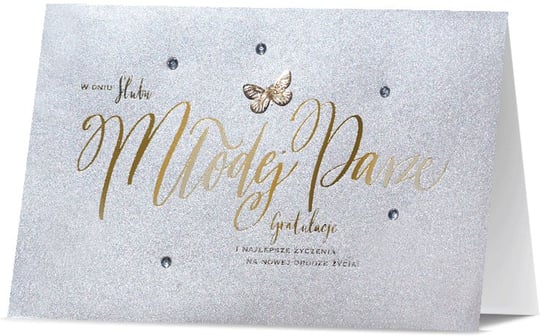 Kartka na ślub Duża perłowa, zdobiona cyrkoniami Silver7 PAN DRAGON - KARTKI