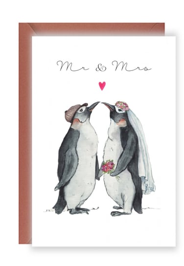 Kartka na ślub Pingwiny Design Your Wedding