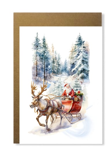 Kartka na święta Bożego Narodzenia bożonarodzeniowa z mikołajem firmowa Inna marka