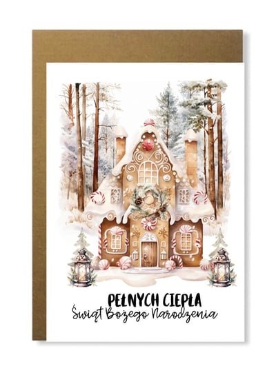 Kartka na święta Bożego Narodzenia świąteczna chatka z piernika życzenia Inna marka