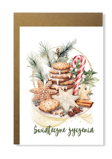 Kartka na święta Bożego Narodzenia świąteczna życzenia z piernikami ciastka Inna marka