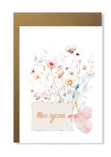 Kartka na urodziny delikatna z kwiatami dla niej elegancka pastelowa Manufaktura dobrego papieru
