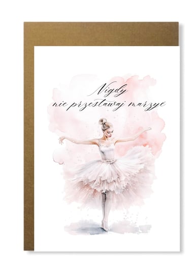 Kartka na urodziny wiele okazji słodka różowa z baletnicą baletnica prezent Manufaktura dobrego papieru