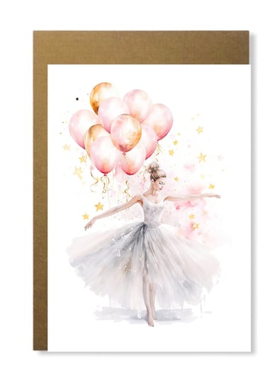 Kartka na urodziny wiele okazji słodka różowa z baletnicą dziewczęca Manufaktura dobrego papieru