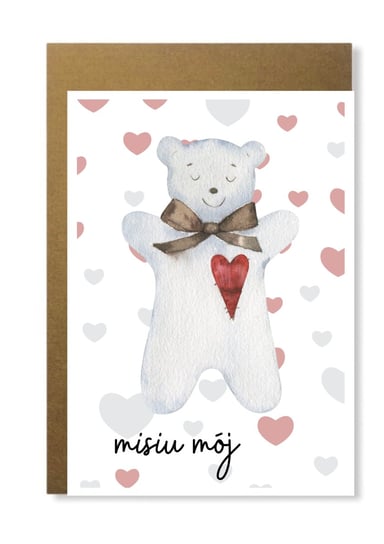 Kartka Na Waletynki Walentynka Z Misiem Dla Niego Manufaktura dobrego papieru