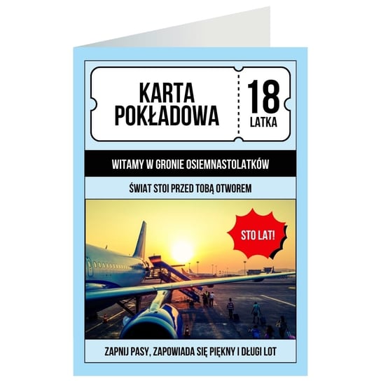 Kartka Okolicznościowa - Karta Pokładowa, 18 Lat własny produkt