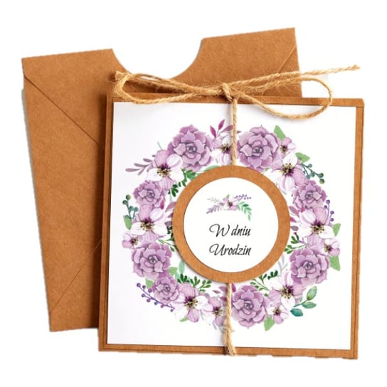 Kartka okolicznościowa na URODZINY - kwiaty fioletowe - Karnet urodzinowy OCHprosze
