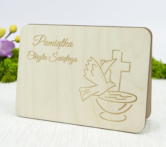 Kartka Pamiątka Chrztu Świętego z drewnianą okładką - MAYA Inny producent