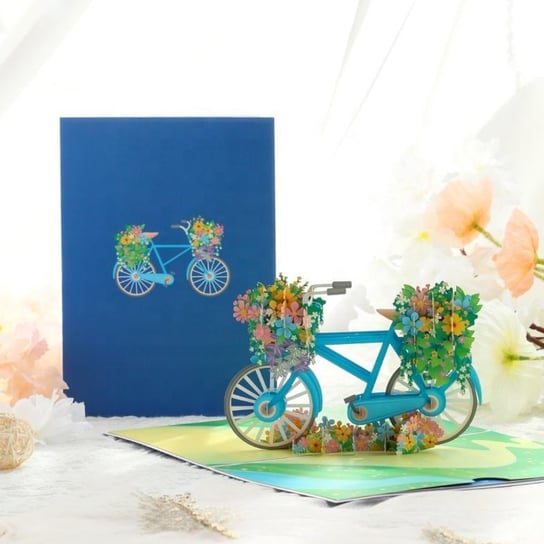 Kartka Pocztowa Okolicznościowa 3D Pop-up Kwiaty - Rower Moments