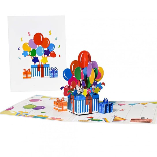 Kartka Pocztowa Okolicznościowa 3D Pop-up Urodziny - Kolorowe Prezenty Moments