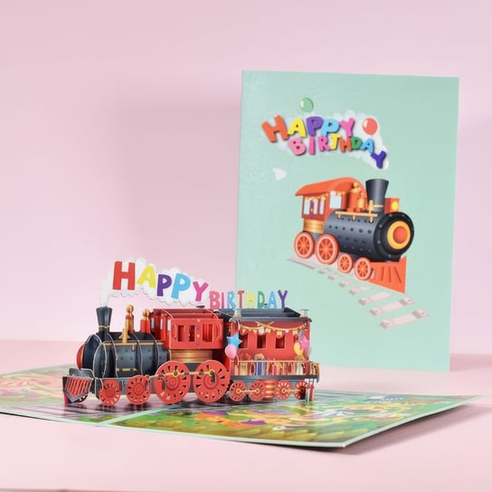 Kartka Pocztowa Okolicznościowa 3D Pop-up Urodziny - Pociąg Moments