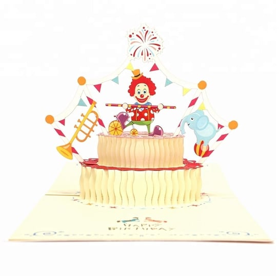 Kartka Pocztowa Okolicznościowa 3D Pop-Up Urodziny Tort Cyrk Moments
