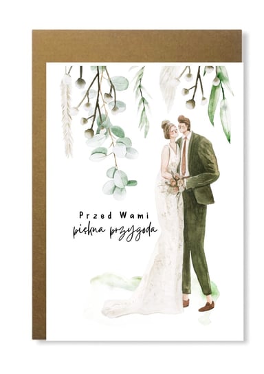 Kartka Ślubna Na Ślub Wesele Z Młodą Parą Prezent Manufaktura dobrego papieru
