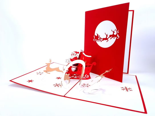 Kartka świąteczna 3D, Sanie Mikołaja, Boże Narodzenie GrandGift