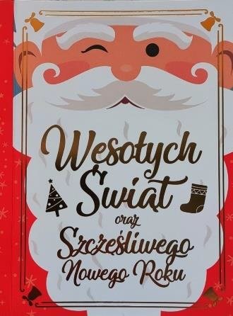 Kartka świąteczna Boże Narodzenie B6  Złocony Mikołaj yeku