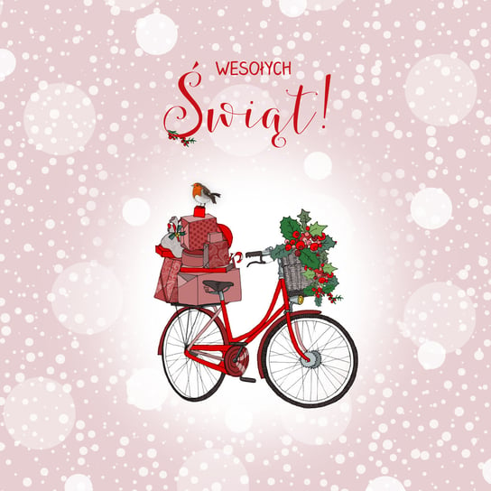 Kartka świąteczna Boże Narodzenie Swarovski Wesołych Świąt,  Rower z choinką Clear Creations