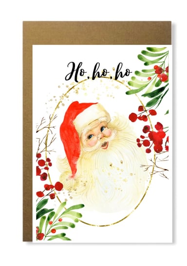 Kartka Świąteczna Na Święta Z Mikołajem Vintage Manufaktura dobrego papieru