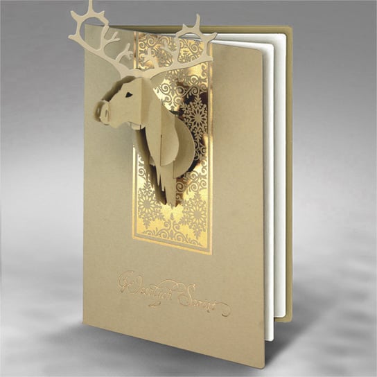 Kartka świąteczna - święta, renifer 3D, 5 szt. Forum Design Cards