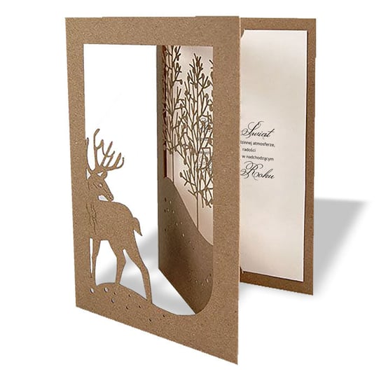 Kartka świąteczna - święta, renifer eko, 5 szt. Forum Design Cards