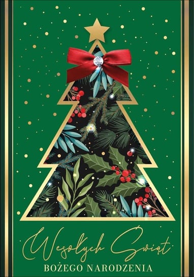 Kartka świąteczna z choinką pięknie zdobiona DK1043 Kukartka