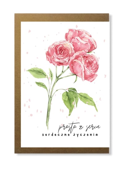 Kartka Urodzinowa Minimalistyczna Z Kwiatami Róża Manufaktura dobrego papieru