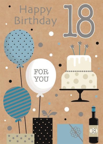 Kartka Urodzinowa Na 18 Tort Balony Ekologiczna Pol-Mak