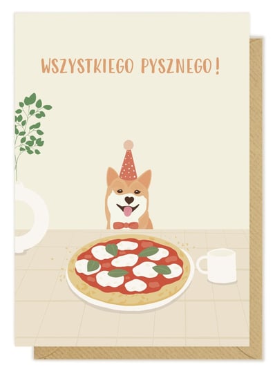 Kartka urodzinowa pizza Pink Pug