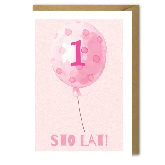 Kartka Urodzinowa Różowy Balonik Roczek Paper Flamingo