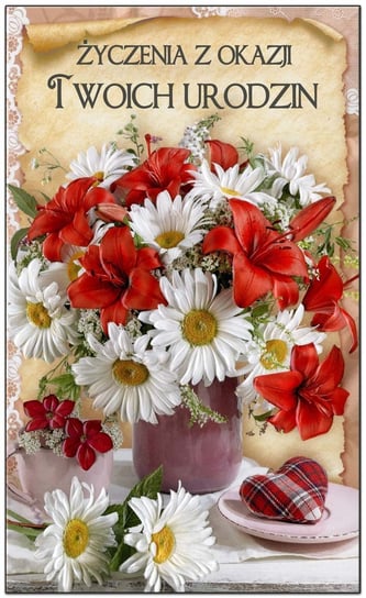 Kartka urodzinowa z bukietem kwiatów A6395B PRESTIGE