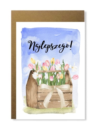 Kartka Urodzinowa Z Bukietem Tulipanów Wiosenna Manufaktura dobrego papieru