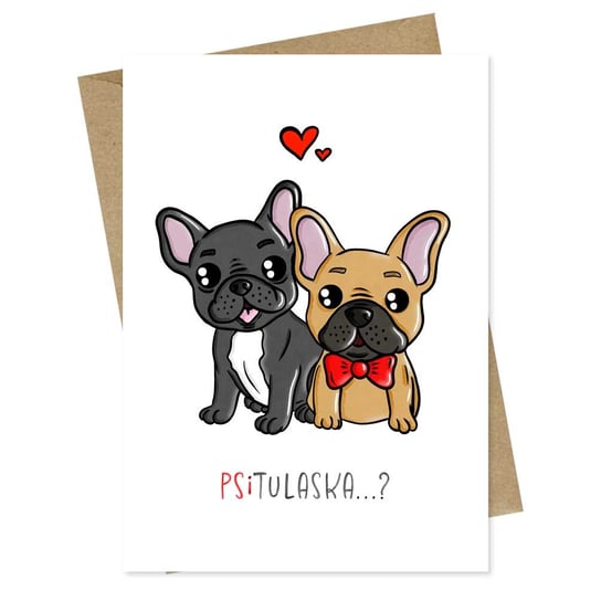 Kartka Walentynkowa Psy Buldożek Francuski Urodziny Psitulas / Papierove Love Inna marka