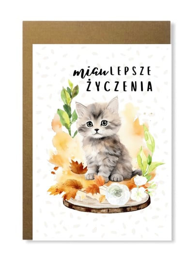 Kartka z kotem kot kotek na urodziny imieniny dla miłośnika kotów Inna marka
