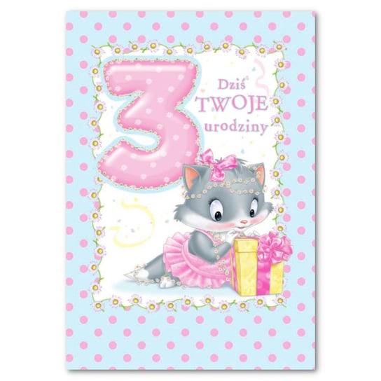 Kartka z okazji 3 urodzin dziewczynki MF8 TREND