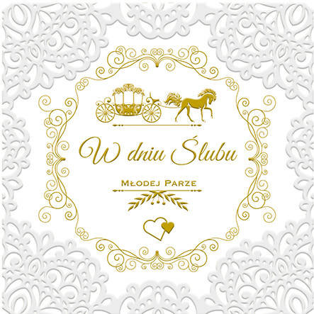 Kartka Z Okazji Ślubu Biało-Złoty Ornament Pol-Mak
