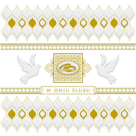 Kartka Z Okazji Ślubu Obrączki Białe Gołębie Złoto Pol-Mak