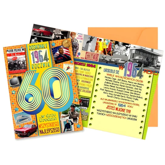 Kartka z życzeniami na 60 urodziny kratka rok 1964 Inna marka