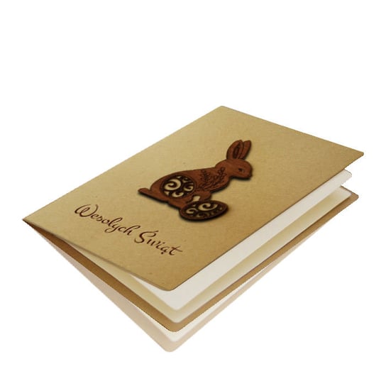 Kartki wielkanocne eco zajączek, drewniana aplikacja 63130 Forum Design Cards